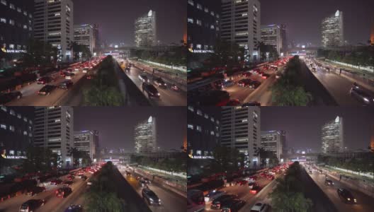 雅加达的城市景观与交通堵塞的道路高清在线视频素材下载