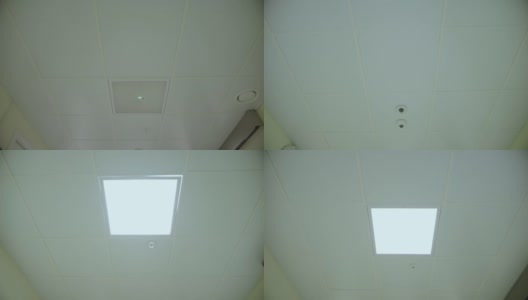 医院走廊天花板上的荧光灯高清在线视频素材下载
