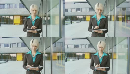 HD STEADY:商业女性使用数字平板电脑高清在线视频素材下载