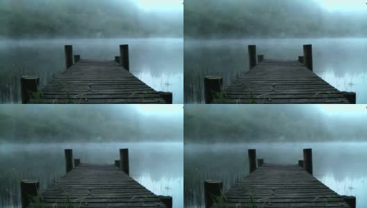 苏格兰特罗萨克斯湖畔的迷雾黎明。高清在线视频素材下载