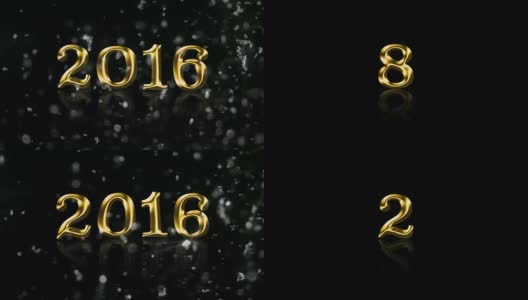 2016年金色银色雪花闪耀纽约市黑色背景高清在线视频素材下载