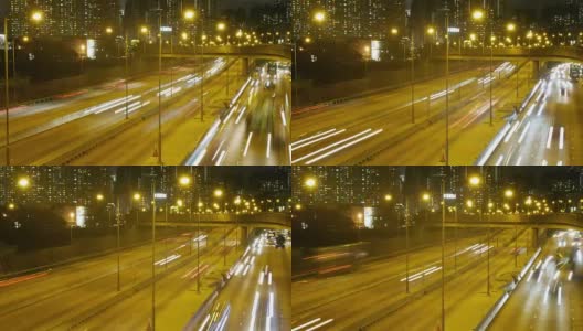 香港市中心夜间的交通状况高清在线视频素材下载