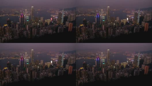暮色中的香港城市景观高清在线视频素材下载