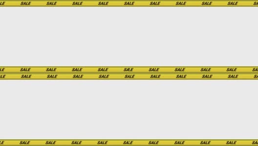 视频剪贴画与滚动黄色丝带与字“销售”在白色背景的屏幕顶部和底部高清在线视频素材下载
