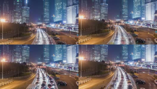延时-城市夜间交通(倾斜)高清在线视频素材下载