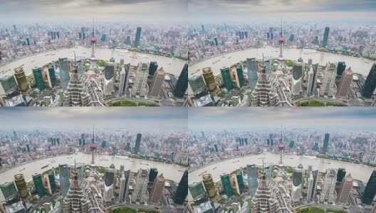 时间流逝——上海天际线的高架图高清在线视频素材下载