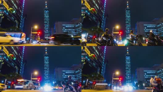 台北101大厦夜景高清在线视频素材下载