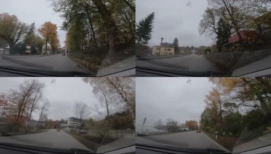 司机在高速公路上的视角，奥地利欧洲公路旅行视野从车内驾驶与自然森林景观树木和山脉高清在线视频素材下载