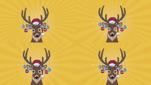 圣诞流行艺术动画与鹿高清在线视频素材下载