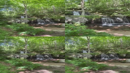 森林中的层叠瀑布高清在线视频素材下载