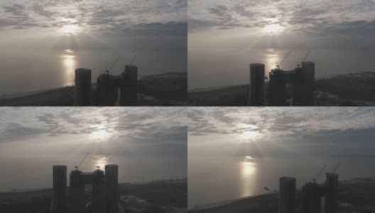 海滨城市的黎明风景高清在线视频素材下载