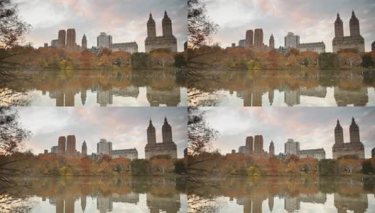 秋天中央公园的湖高清在线视频素材下载