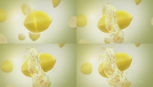 新鲜柠檬(慢镜头)高清在线视频素材下载