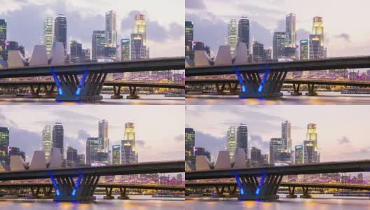 高清延时:黄昏时的新加坡城市景观高清在线视频素材下载