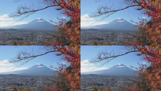 富士山鸟瞰图，藤吉田，日本。高清在线视频素材下载