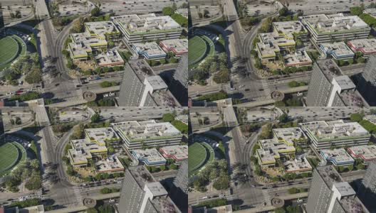 洛杉矶高速公路和建筑物-时间流逝高清在线视频素材下载