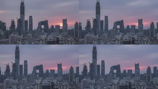 T/L MS HA PAN Beijing Urban Skyline, Sunset /北京，中国高清在线视频素材下载