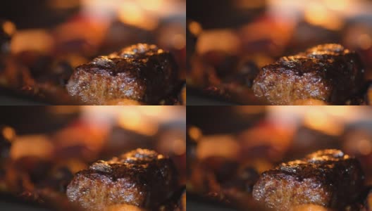 在烤箱中烹饪肉丸的特写镜头。高清在线视频素材下载