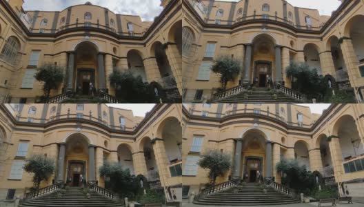 那不勒斯——位于Pizzofalcone的圣玛利亚Egiziaca教堂的外观概览高清在线视频素材下载