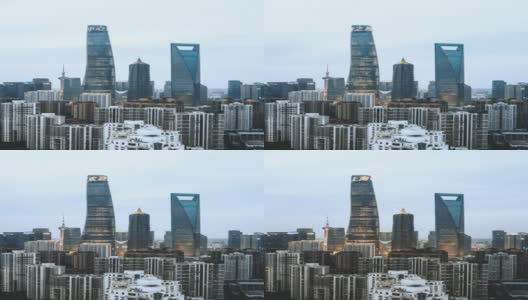 T/L鸟瞰上海天际线，从白天到夜晚/中国高清在线视频素材下载