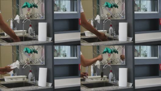 在实验室清洗玻璃器皿高清在线视频素材下载