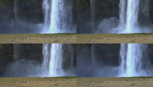 冰岛Seljalandsfoss瀑布的慢镜头高清在线视频素材下载