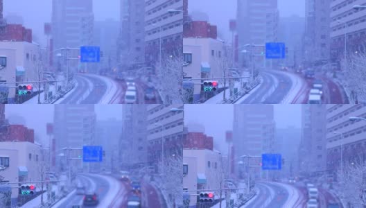 东京市内大雪纷飞高清在线视频素材下载