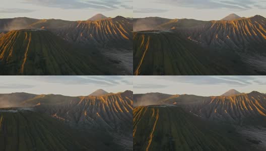 4K:印尼东爪哇溴火山火山口鸟瞰图高清在线视频素材下载