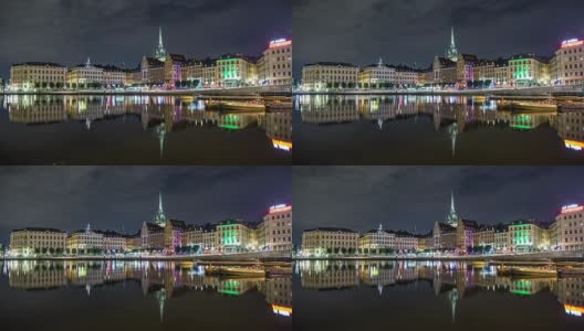 高清时间流逝:斯德哥尔摩老城天际线高清在线视频素材下载