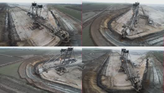 天线:棕色煤炭挖掘机高清在线视频素材下载