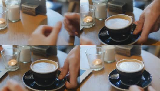 咖啡师在咖啡店为顾客提供咖啡高清在线视频素材下载