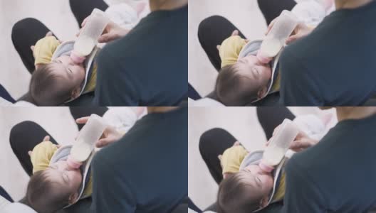 亚洲婴儿喝牛奶睡觉高清在线视频素材下载