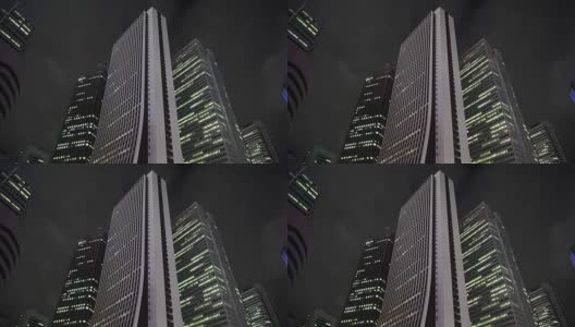 新宿的办公楼夜景高清在线视频素材下载