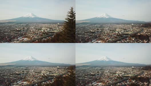 富士山鸟瞰图，川口町，藤吉田，日本高清在线视频素材下载