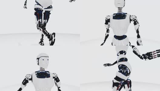 性感机器人机器人女人走路。科幻风格的机器人女孩。可爱的机器人的女人。CG动画。高清在线视频素材下载