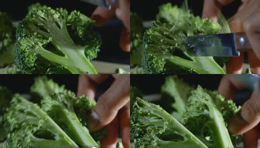 用切菜板切花椰菜高清在线视频素材下载