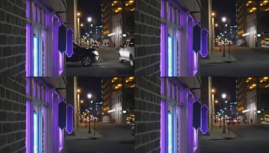 夜景拍摄城市酒吧或餐厅高清在线视频素材下载