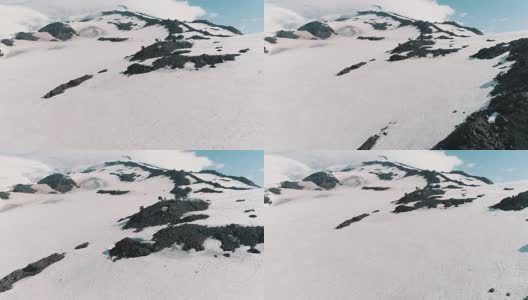 鸟瞰图美丽的自然雪山岩石山峰景观高清在线视频素材下载