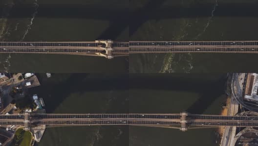 鸟瞰图布鲁克林大桥通过东河从曼哈顿到布鲁克林在美国纽约高清在线视频素材下载