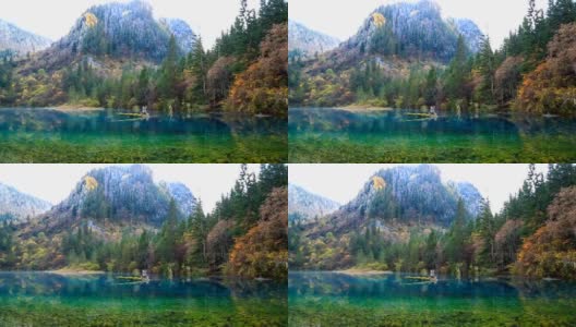 Colorful Lake, Waterfall, Forest, Mountains At Jiuzhaigou In China高清在线视频素材下载