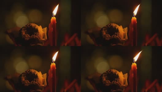 泰国寺庙里的蜡烛。高清在线视频素材下载
