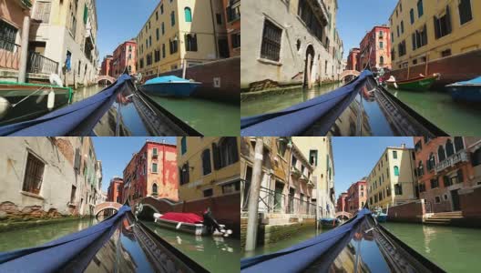 从贡多拉上俯瞰意大利威尼斯的运河高清在线视频素材下载