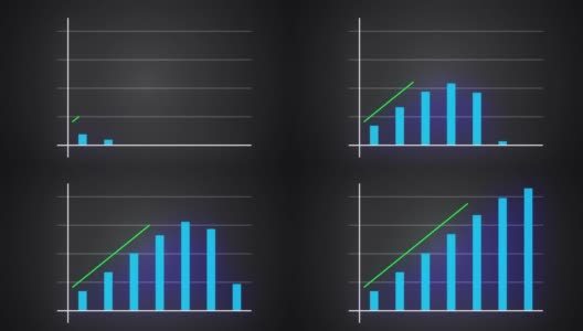 增长柱状图与上升箭头，财务预测图，3d渲染电脑生成高清在线视频素材下载