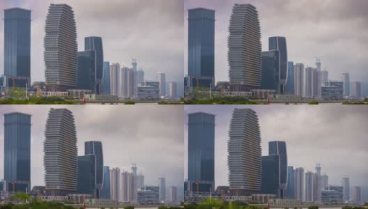 白天时间澳门城，珠海著名的现代建筑，海湾全景，时光流逝4k中国高清在线视频素材下载