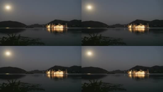 斋浦尔宫的满月夜景高清在线视频素材下载