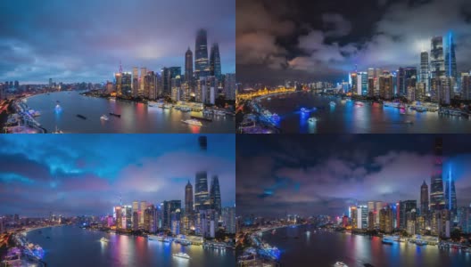 T/L WS HA上海天际线日夜过渡/中国上海高清在线视频素材下载