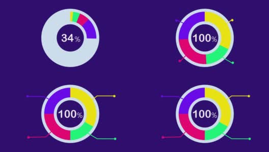 信息图饼图百分比图动画矢量图通道背景与圆高清在线视频素材下载