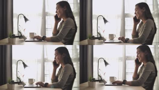 亚洲妇女在家工作高清在线视频素材下载