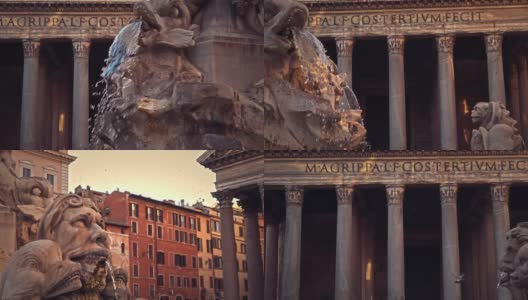 万神殿喷泉，罗马，意大利高清在线视频素材下载