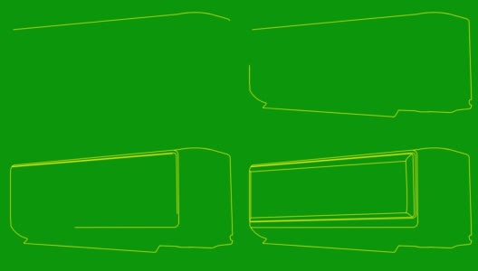 空调动画线图标。黄色象征。矢量插图孤立在绿色背景。高清在线视频素材下载